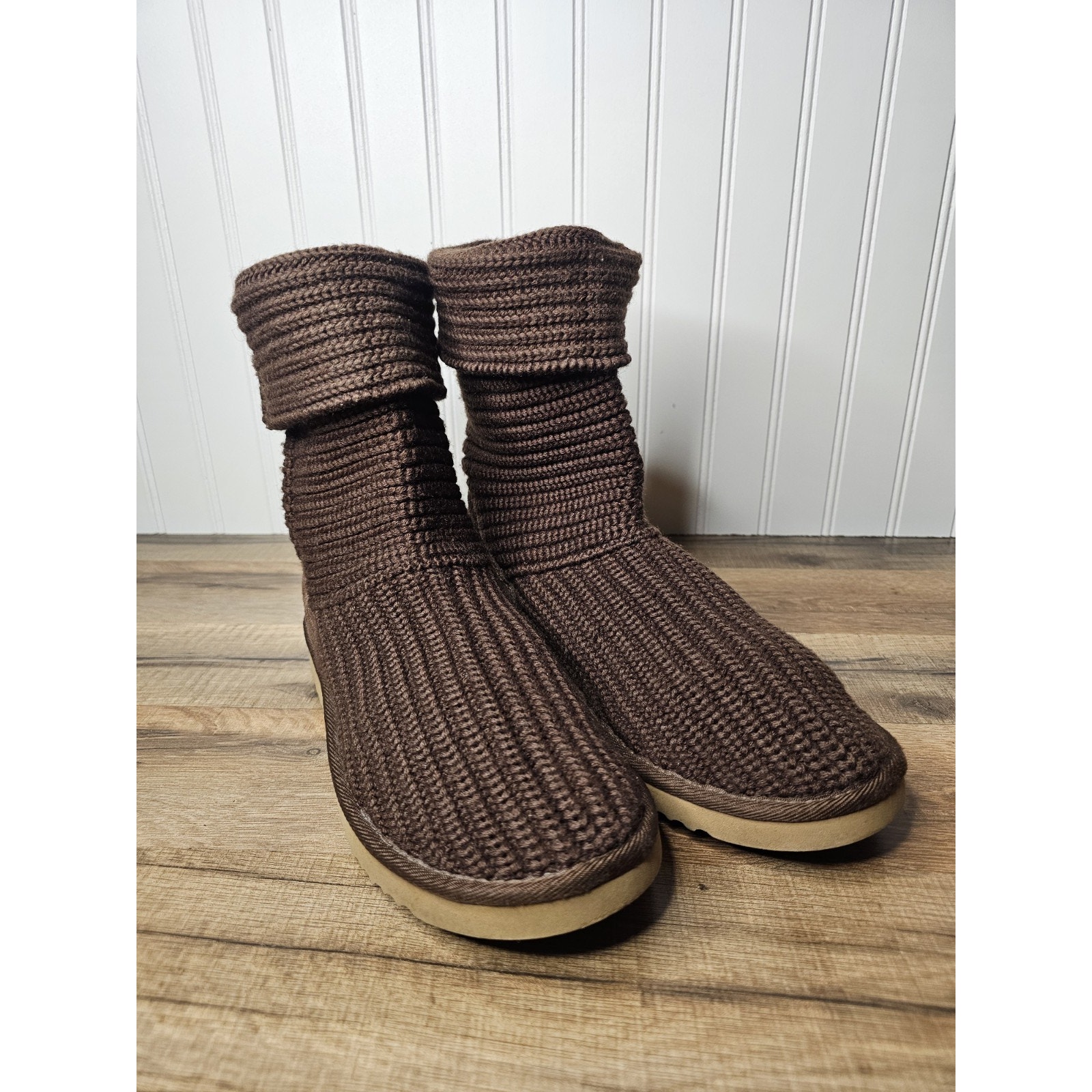 Ugg Boots Cardy Knit Brown Mid-Calf Boots Women's 9 Comfort Round Toe Sn 5817